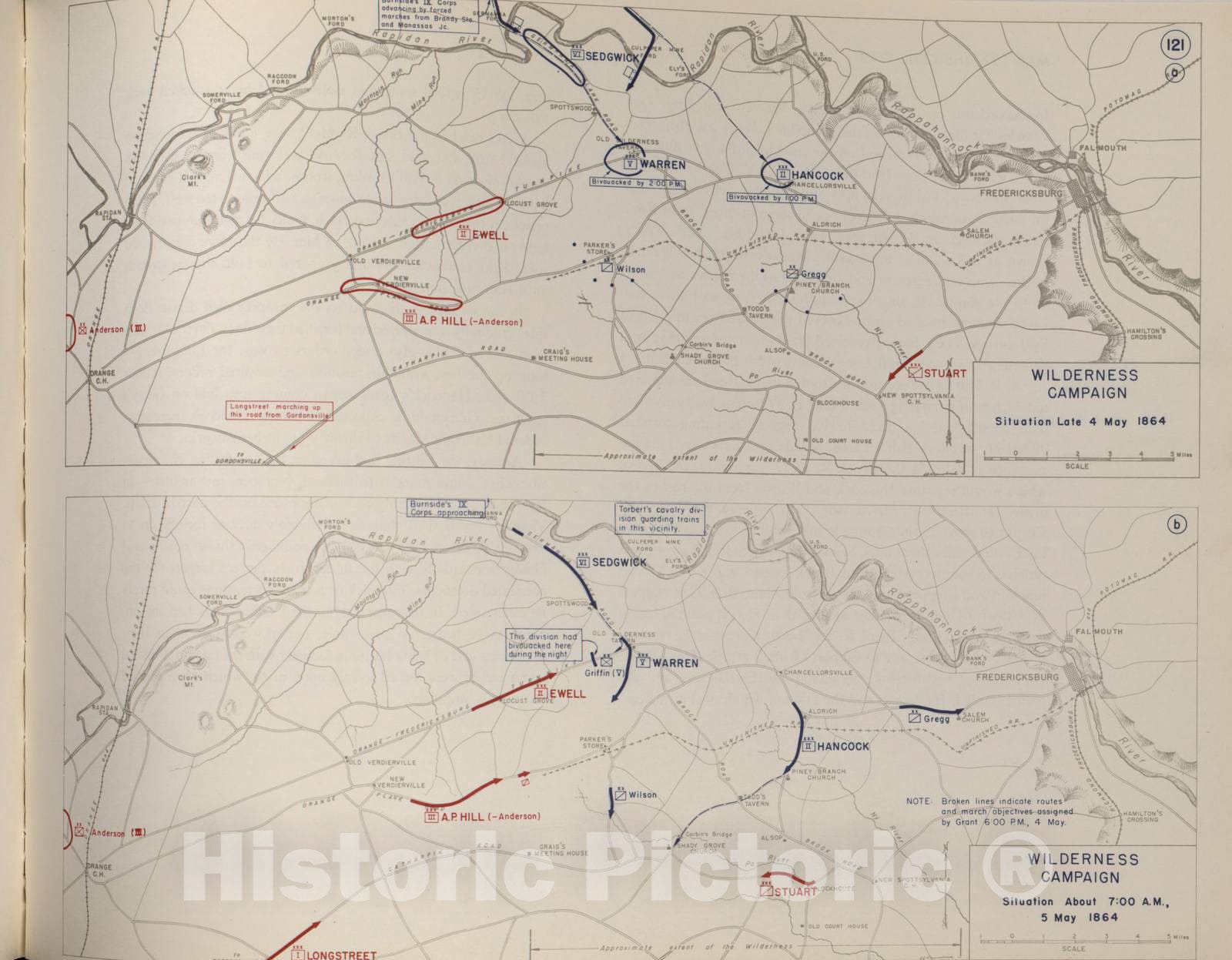 Historic 1959 Map - The West Point Atlas of American Wars - Wilderness Campaign, May 1864 3