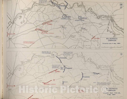 Historic 1959 Map - The West Point Atlas of American Wars - Wilderness Campaign, May 1864 3