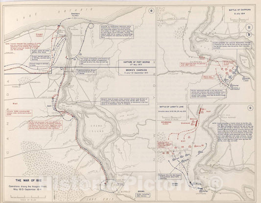 Historic 1959 Map - The West Point Atlas of American Wars - War of 1812 - Washington and Baltimore;Bladensburg;New Orleans, 1814-1815