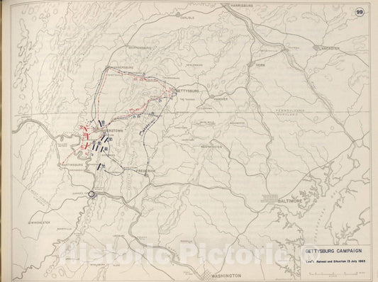 Historic 1962 Map - The West Point Atlas of The Civil War - Gettysburg Campaign, June 1863 3