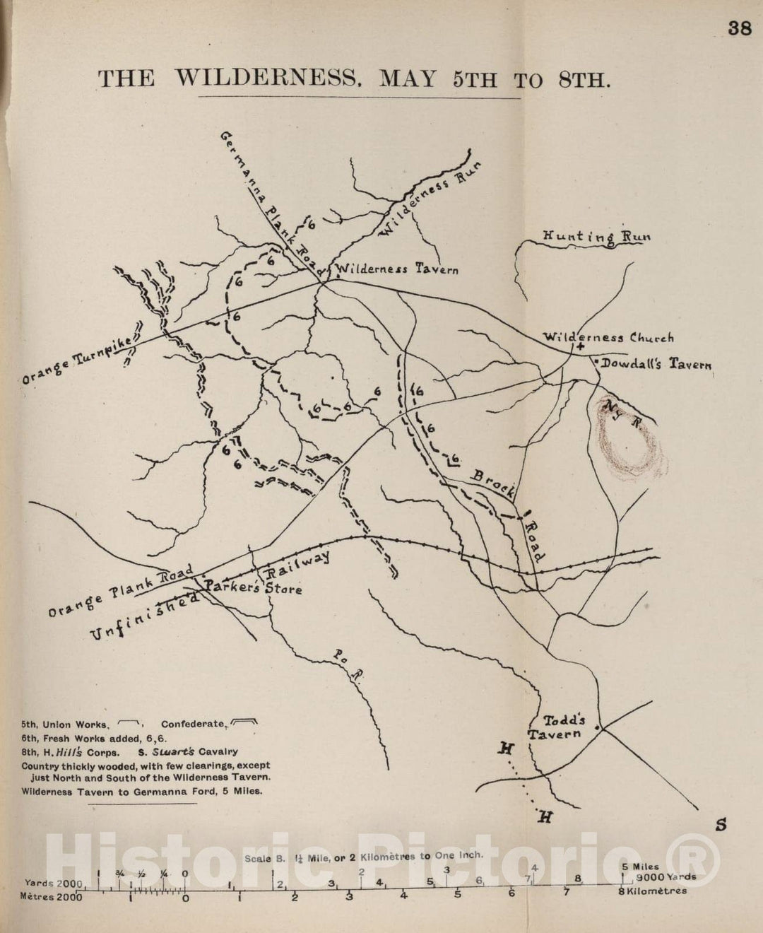 Historic 1910 Map - The American Civil War-maps. - The Wilderness, May 5-8 2