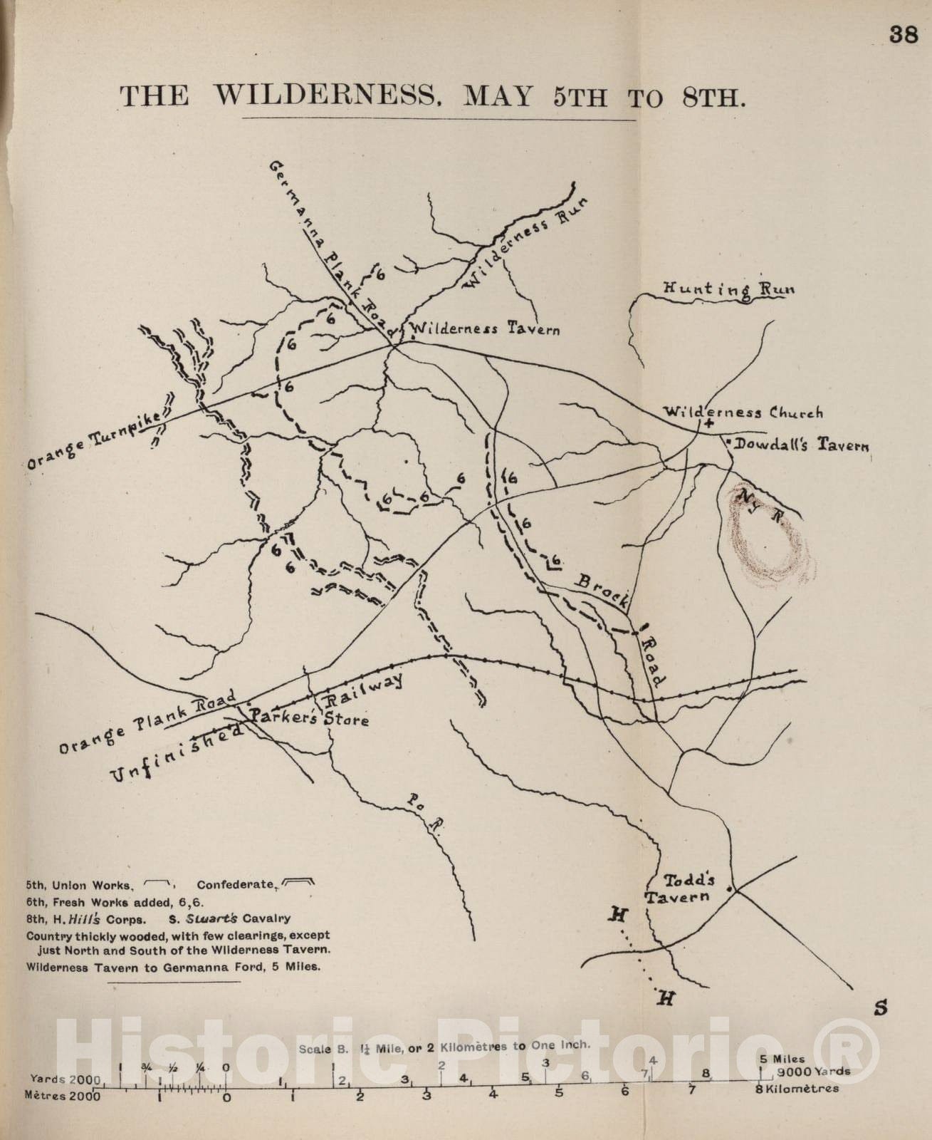 Historic 1910 Map - The American Civil War-maps. - The Wilderness, May 5-8 2