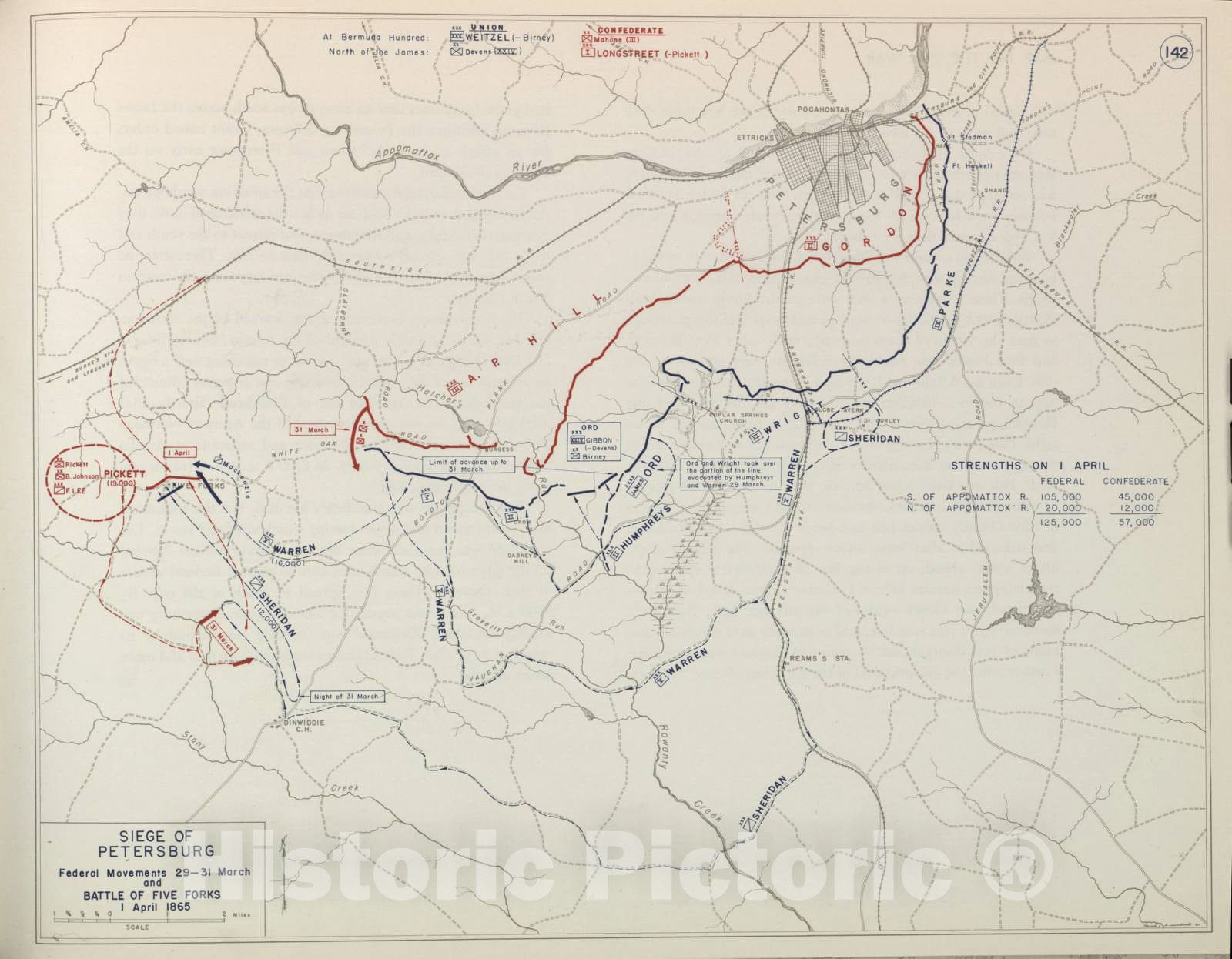Historic 1959 Map - The West Point Atlas of American Wars - Siege of Petersburg, Weldon R.R. Near Globe Tavern, July 1864