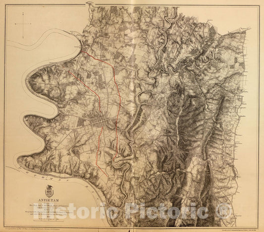 Historic 1883 Map - Military maps of The United States. - Antietam, Md, 1867