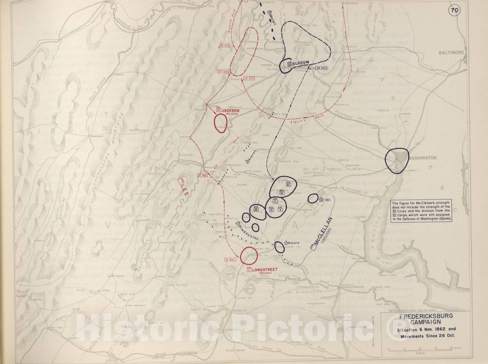 Historic 1962 Map - The West Point Atlas of The Civil War - Fredericksburg Campaign, Nov. 1862 2