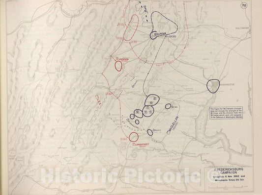 Historic 1962 Map - The West Point Atlas of The Civil War - Fredericksburg Campaign, Nov. 1862 2