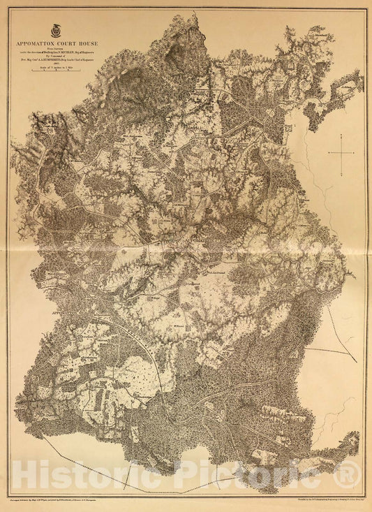 Historic 1883 Map - Military maps of The United States. - Appomattox Court House, Va, 1867