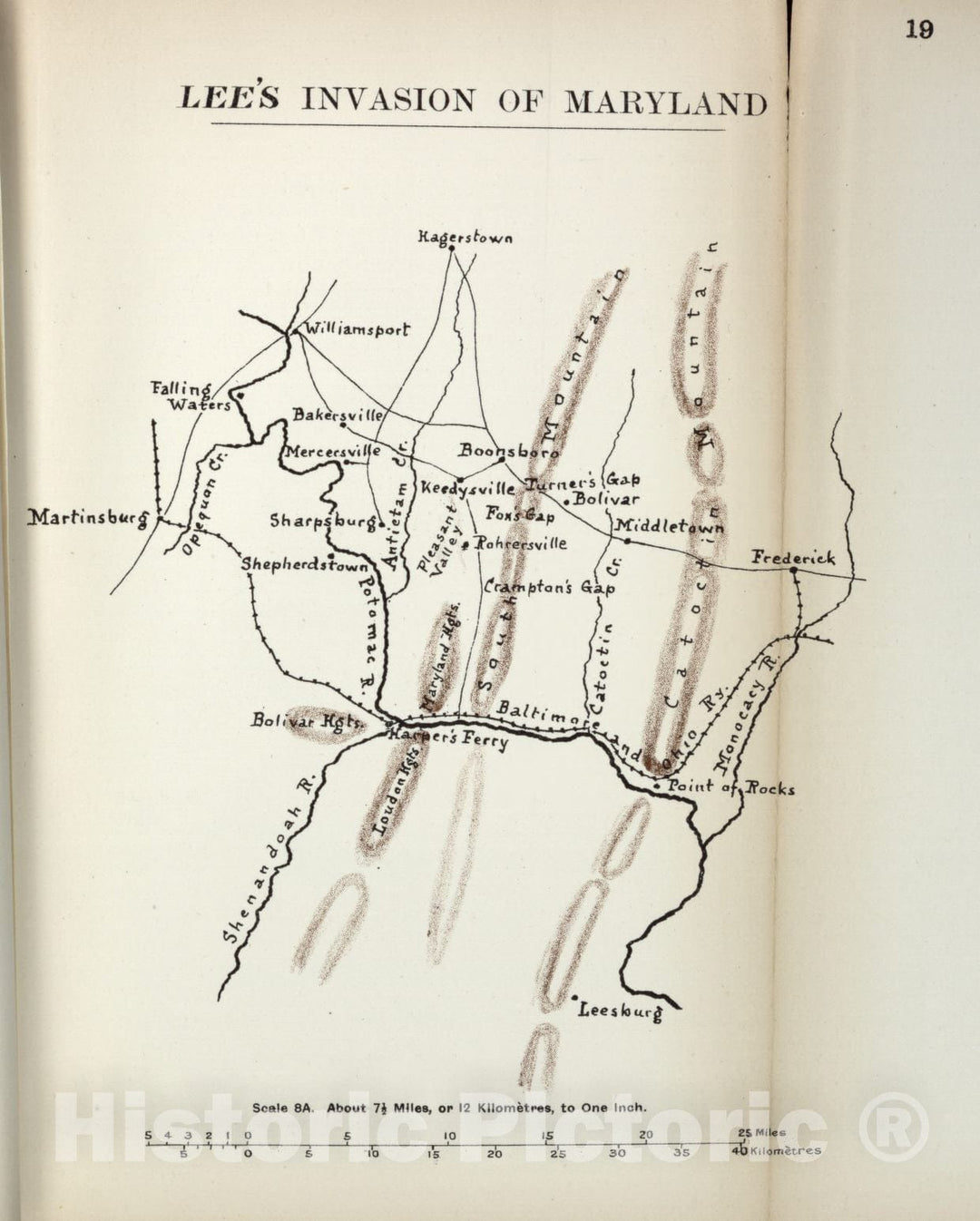 Historic 1910 Map - The American Civil War-maps. - Lee's Invasion of Maryland 2