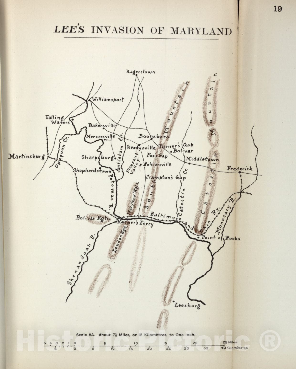 Historic 1910 Map - The American Civil War-maps. - Lee's Invasion of Maryland 2