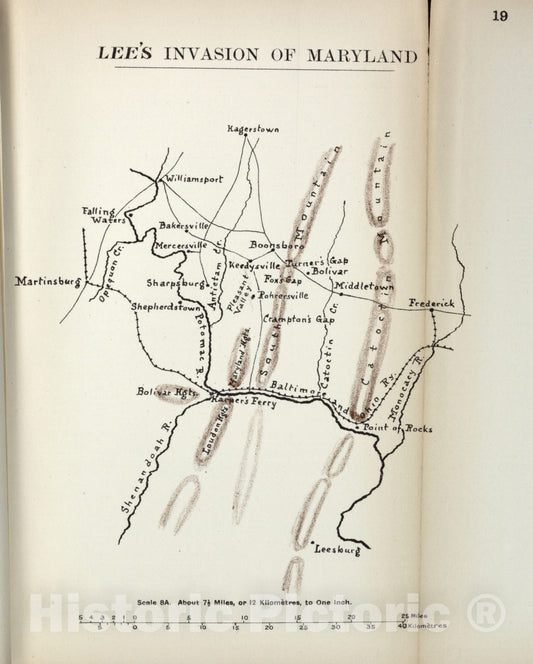 Historic 1910 Map - The American Civil War-maps. - Lee's Invasion of Maryland 2