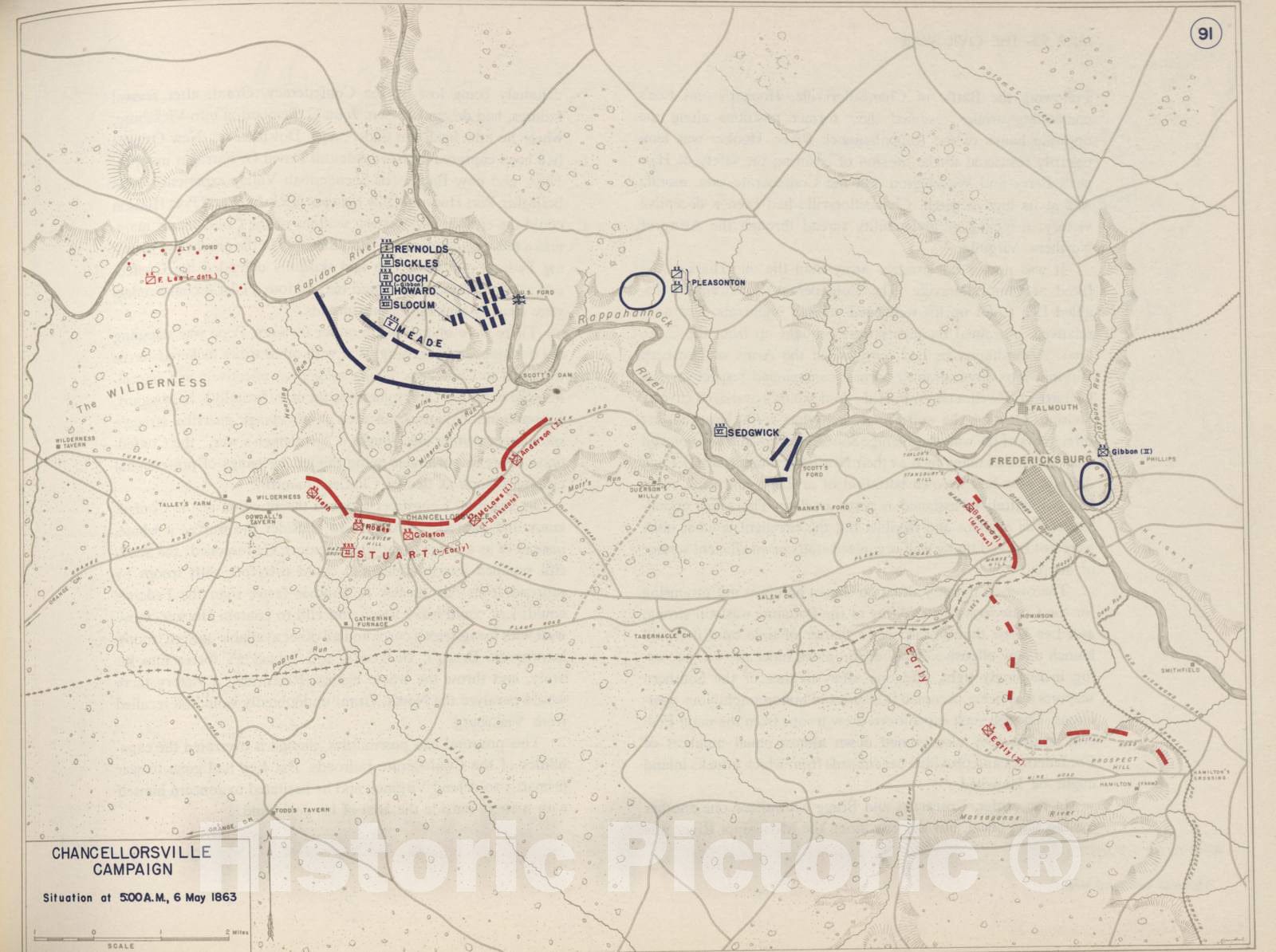 Historic 1962 Map - The West Point Atlas of The Civil War - Chancellorsville Campaign, April 1863 1