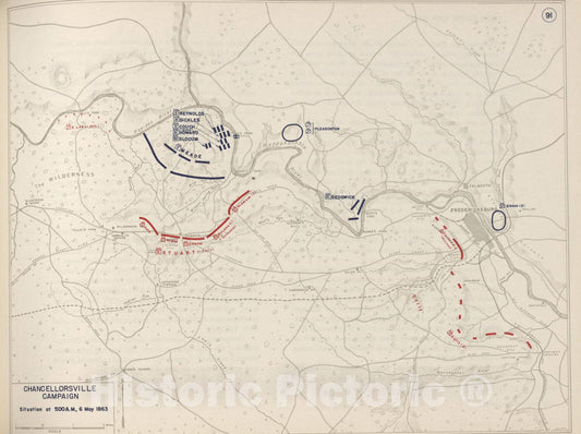 Historic 1962 Map - The West Point Atlas of The Civil War - Chancellorsville Campaign, April 1863 1