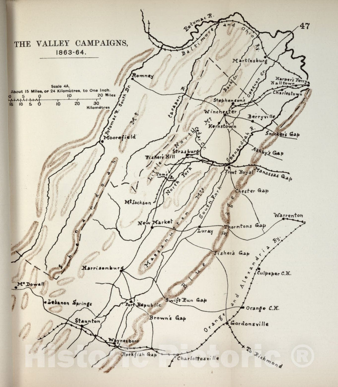 Historic 1910 Map - The American Civil War-maps. - Valley campaigns, 1863-1864 2