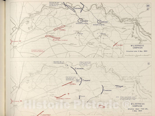 Historic 1962 Map - The West Point Atlas of The Civil War - Wilderness Campaign, May 1864 1