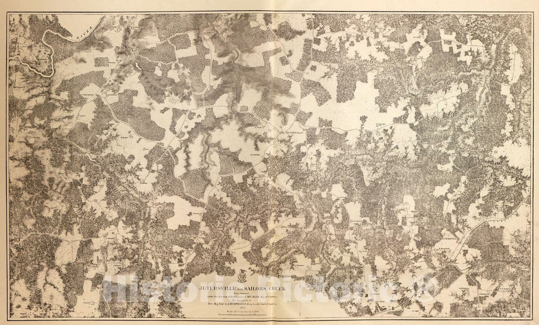 Historic 1883 Map - Military maps of The United States. - Jetersville and Sailors Creek, Va, 1867