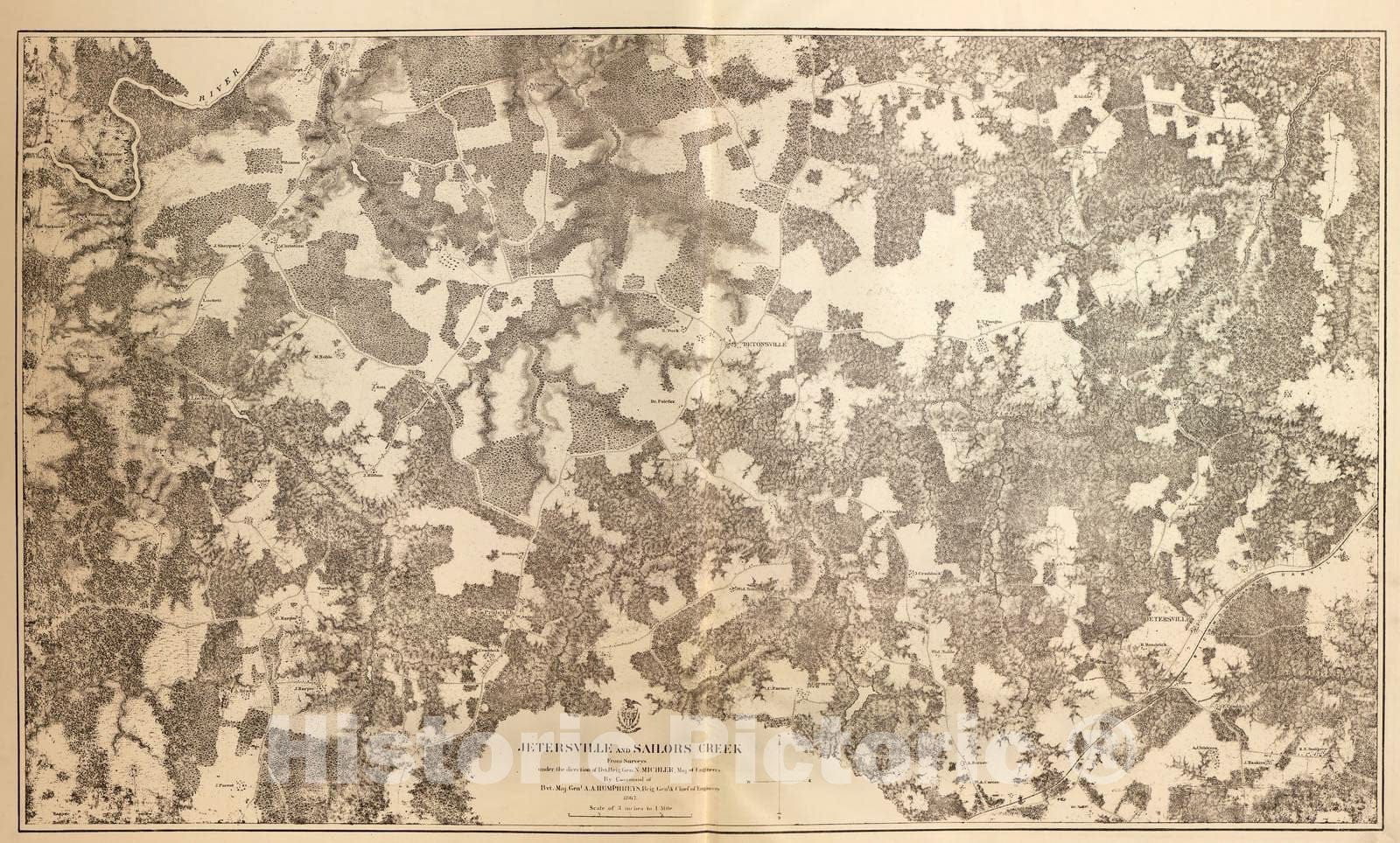 Historic 1883 Map - Military maps of The United States. - Jetersville and Sailors Creek, Va, 1867