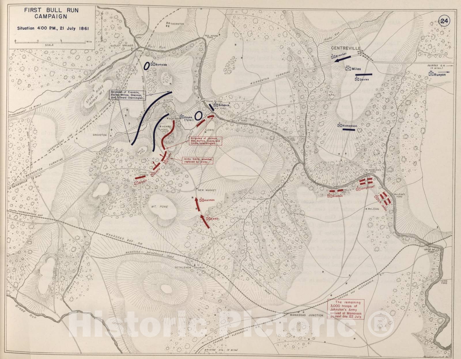 Historic 1959 Map - The West Point Atlas of American Wars - First Bull Run Campaign - July 21, 1861 2