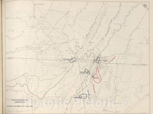 Historic 1962 Map - The West Point Atlas of The Civil War - Chickamauga Campaign, Sept. 1863 2