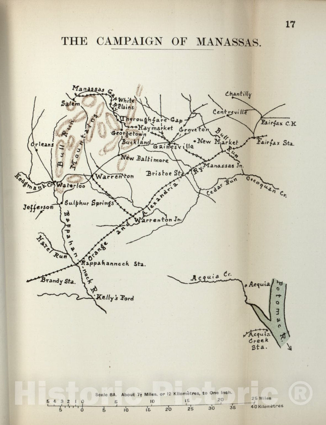Historic 1910 Map - The American Civil War-maps. - Campaign of Manassas 1