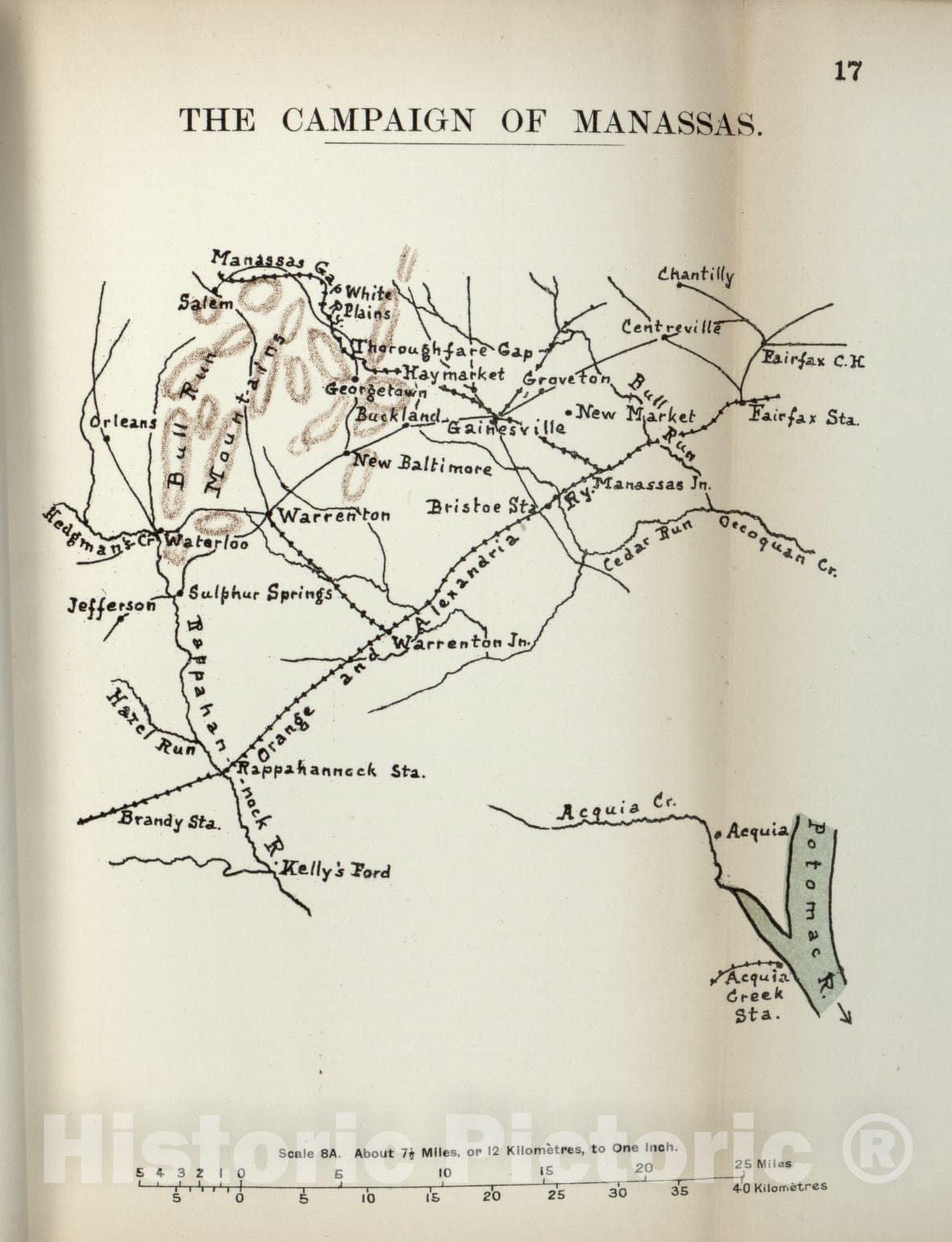 Historic 1910 Map - The American Civil War-maps. - Campaign of Manassas 1