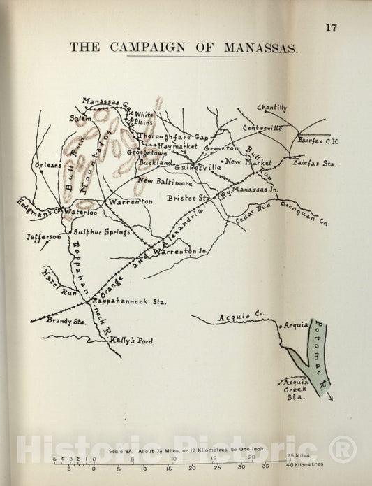 Historic 1910 Map - The American Civil War-maps. - Campaign of Manassas 1