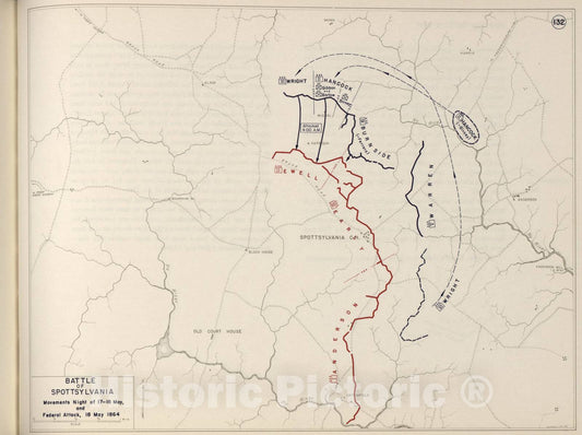 Historic 1962 Map - The West Point Atlas of The Civil War - Battle of Spottsylvania, May 1864 7