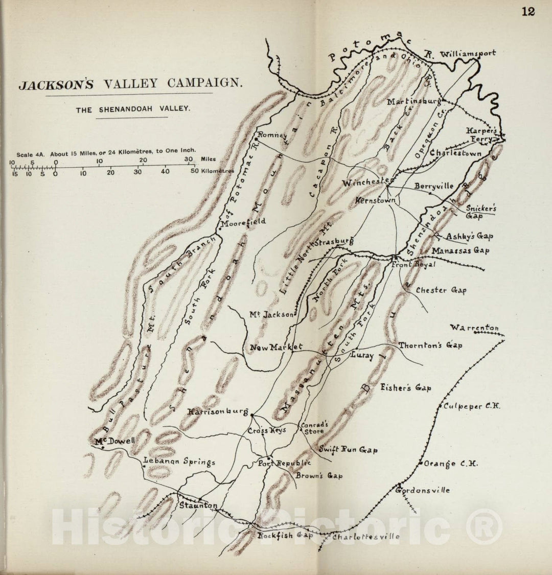 Historic 1910 Map - The American Civil War-maps. - Jackson's Valley Campaign 2