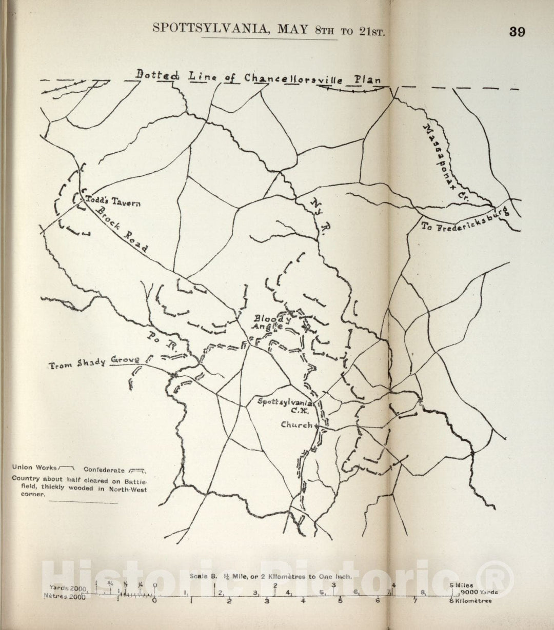 Historic 1910 Map - The American Civil War-maps. - Spotsylvania, May 8-21 2