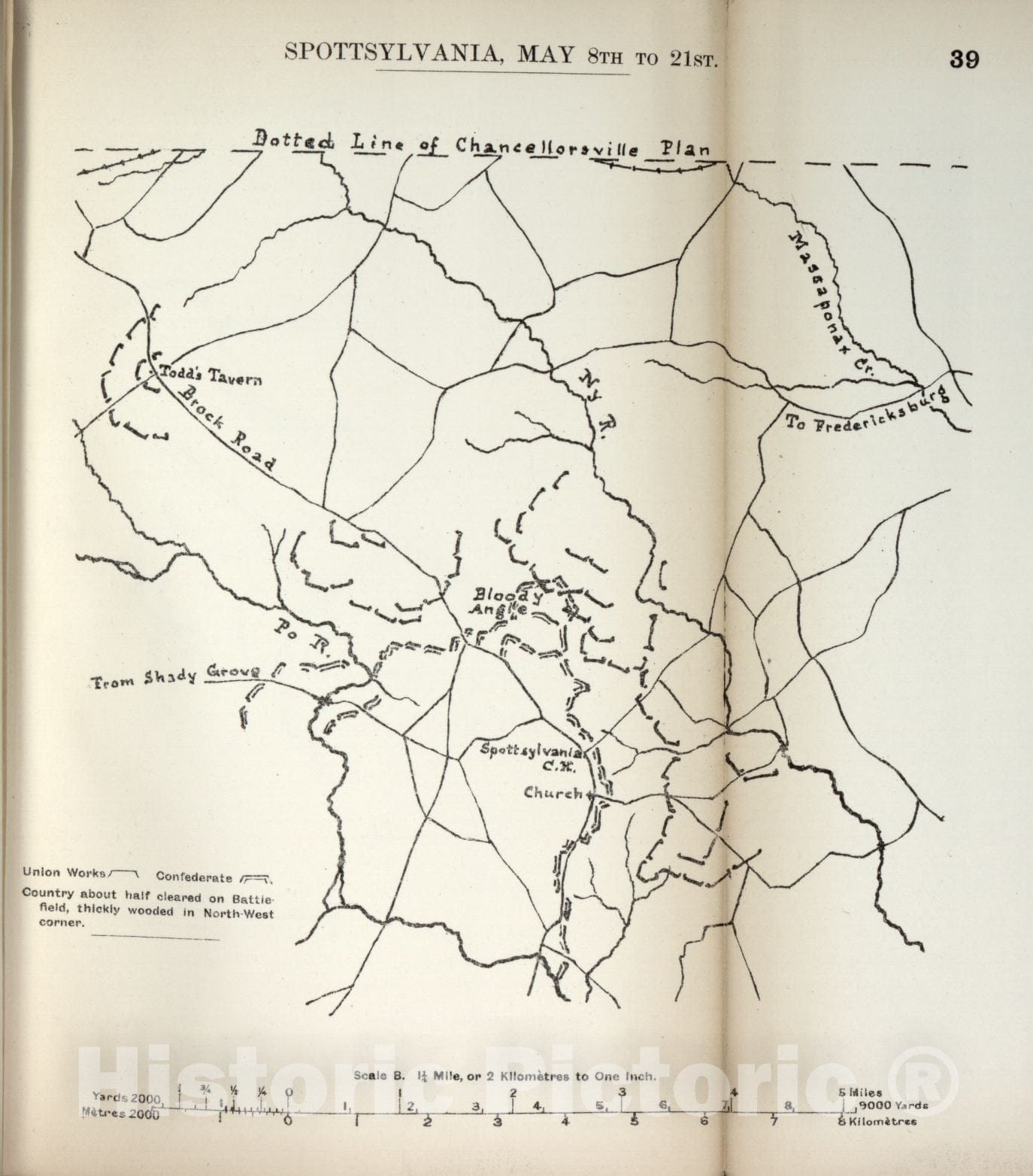 Historic 1910 Map - The American Civil War-maps. - Spotsylvania, May 8-21 2
