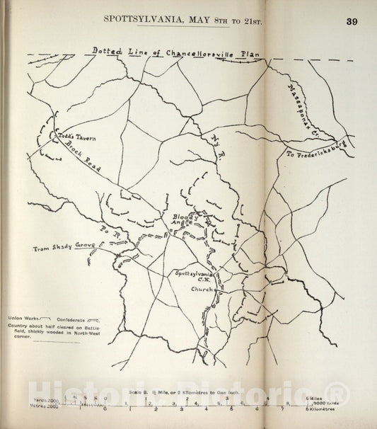 Historic 1910 Map - The American Civil War-maps. - Spotsylvania, May 8-21 2