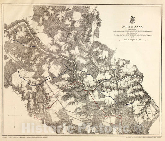 Historic 1883 Map - Military maps of The United States. - North Anna, Va, 1867