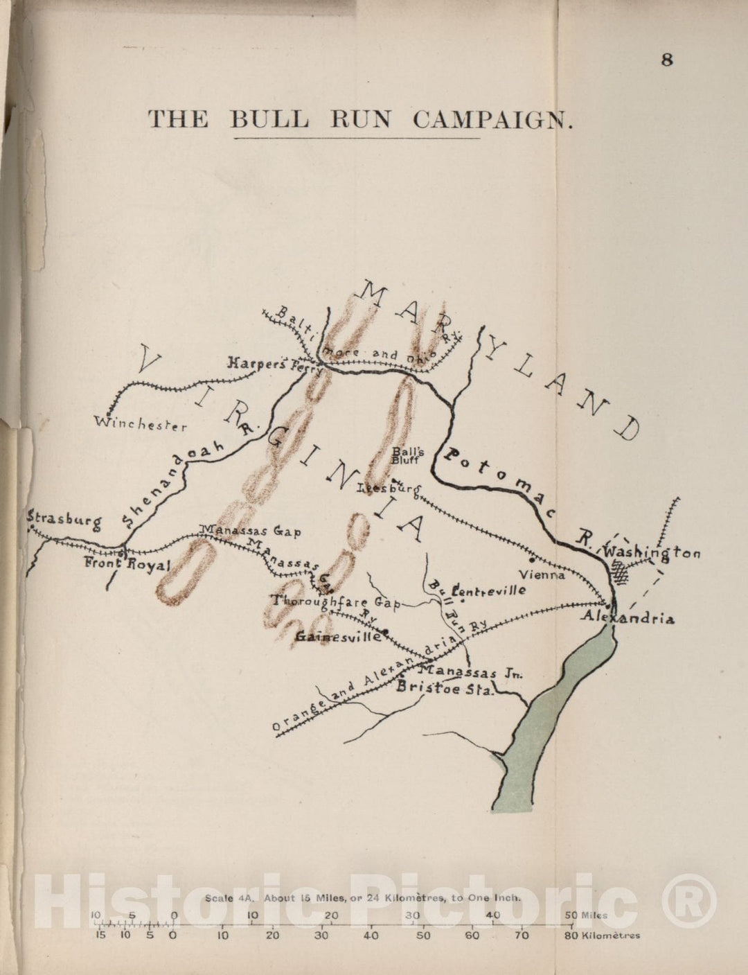 Historic 1910 Map - The American Civil War-maps. - Bull Run Campaign 2