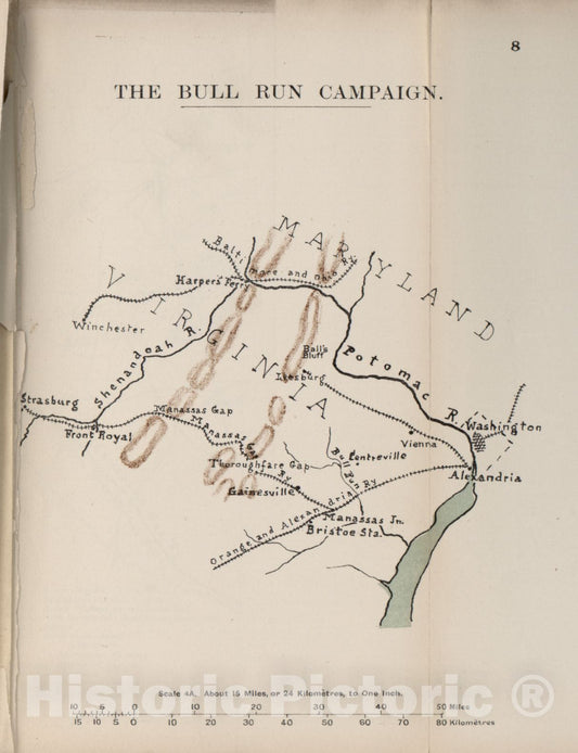 Historic 1910 Map - The American Civil War-maps. - Bull Run Campaign 2