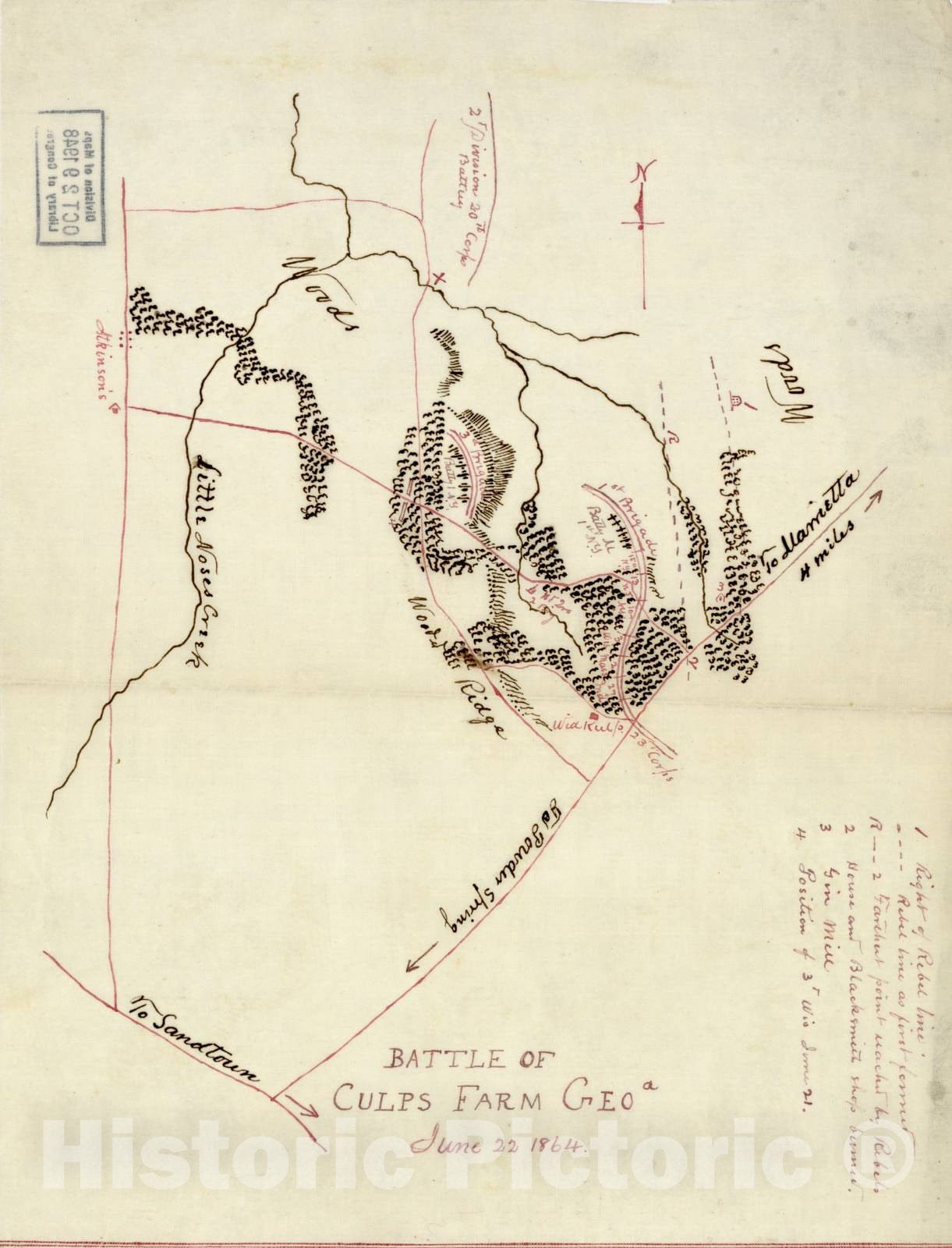 Historic 1865 Map - Maps for History of 20th Army Corps, June 1864-May 11, 1865. - May 2-3, 1865