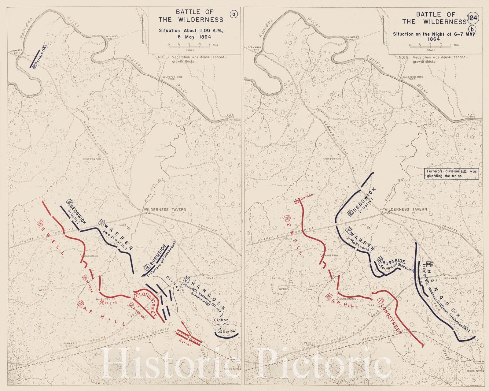 Historic 1962 Map - The West Point Atlas of The Civil War - Battle of The Wilderness, May 1864 3