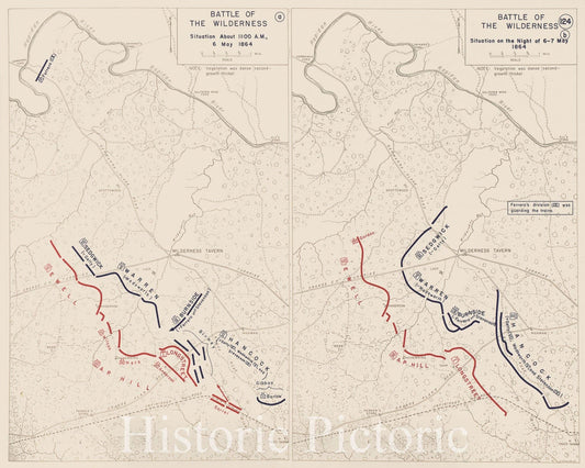 Historic 1962 Map - The West Point Atlas of The Civil War - Battle of The Wilderness, May 1864 3