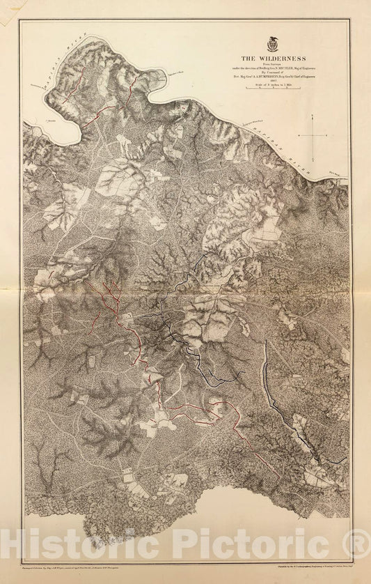Historic 1883 Map - Military maps of The United States. - The Wilderness, Va, 1867