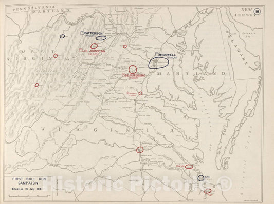 Historic 1962 Map - The West Point Atlas of The Civil War - First Bull Run Campaign - July 21, 1861 4