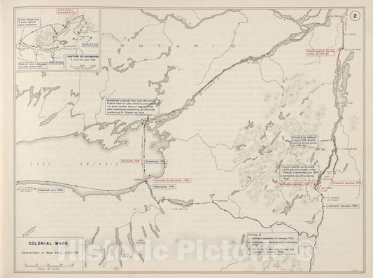 Historic 1962 Map - The West Point Atlas of The Civil War - Colonial Wars - New York, 1755-1759