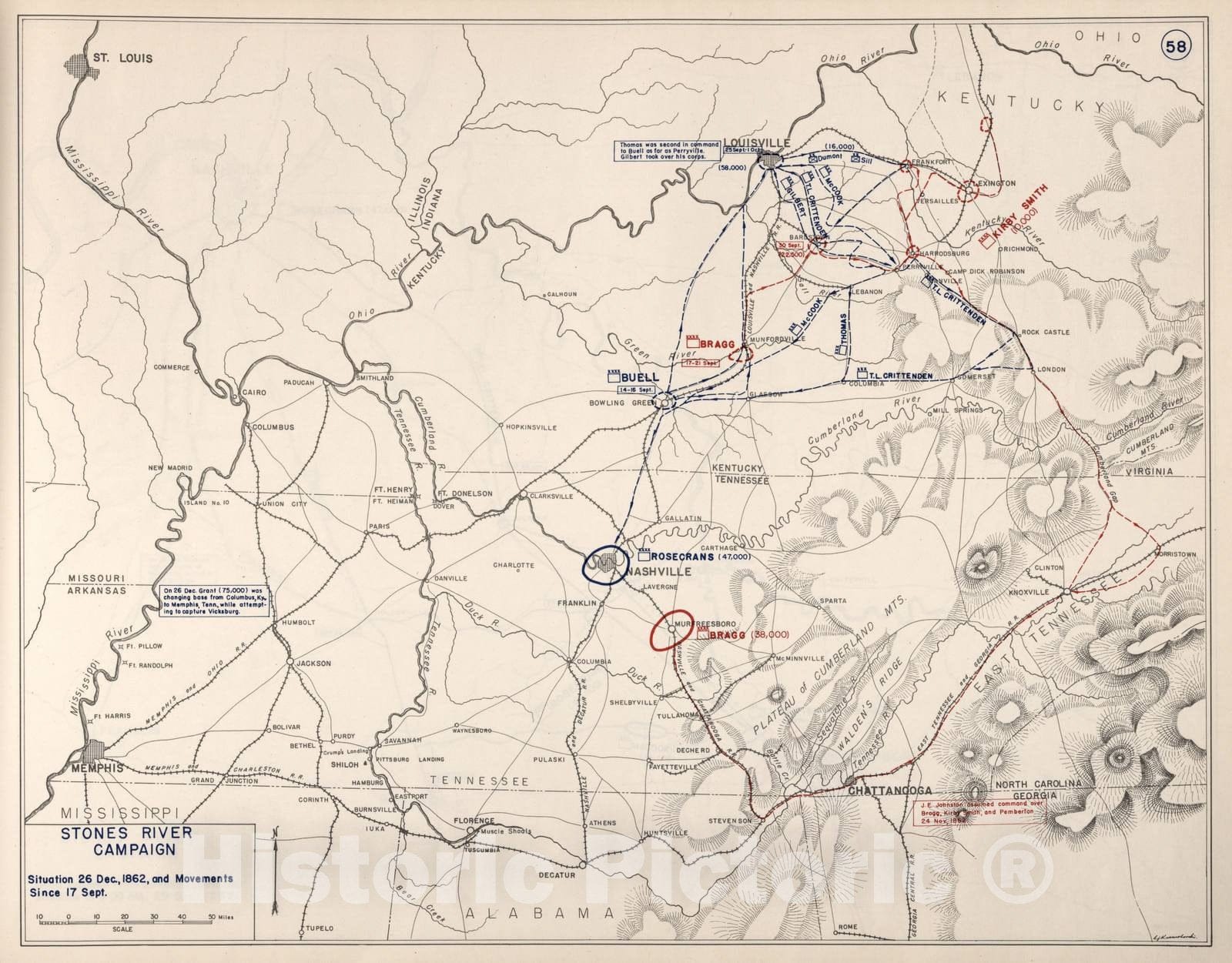 Historic 1941 Map - Civil War Atlas to accompany Steele's American campaigns. - Gettysburg Campaign 5
