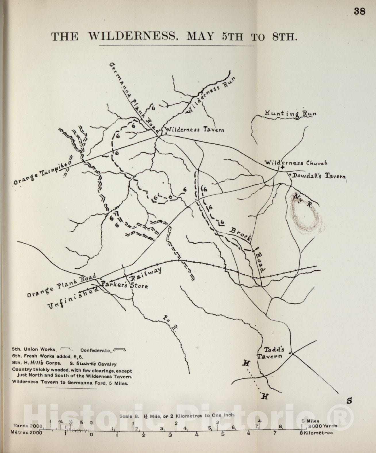 Historic 1910 Map - The American Civil War-maps. - The Wilderness, May 5-8 1