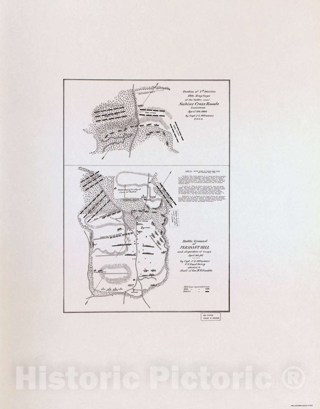 Historic 1961 Map - Selected Civil War maps - Battle Ground of Sabine Cross Roads and Pleasant Hill, 1864 - Civil War maps
