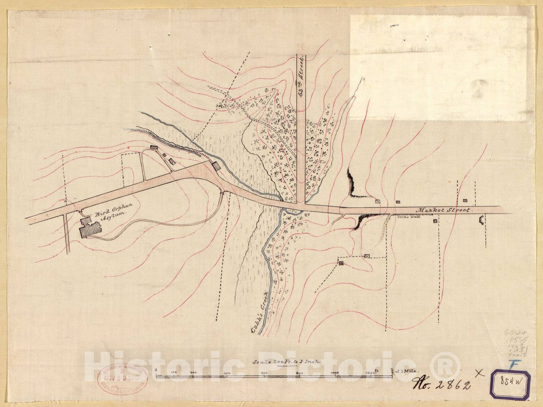 Historic 1863 Map - General Diagram - Upper Darby, Delaware County - tracing 1