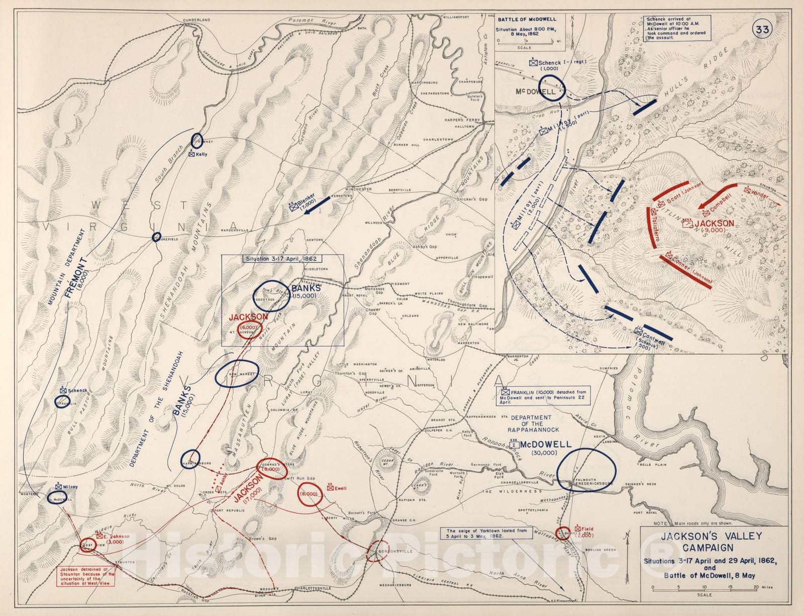 Historic 1941 Map - Civil War Atlas to accompany Steele's American campaigns. - Gettysburg Campaign 5