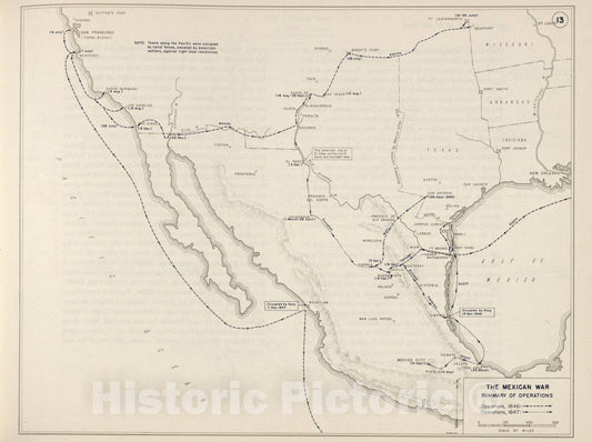 Historic 1962 Map - The West Point Atlas of The Civil War - Mexican War, 1846-1847