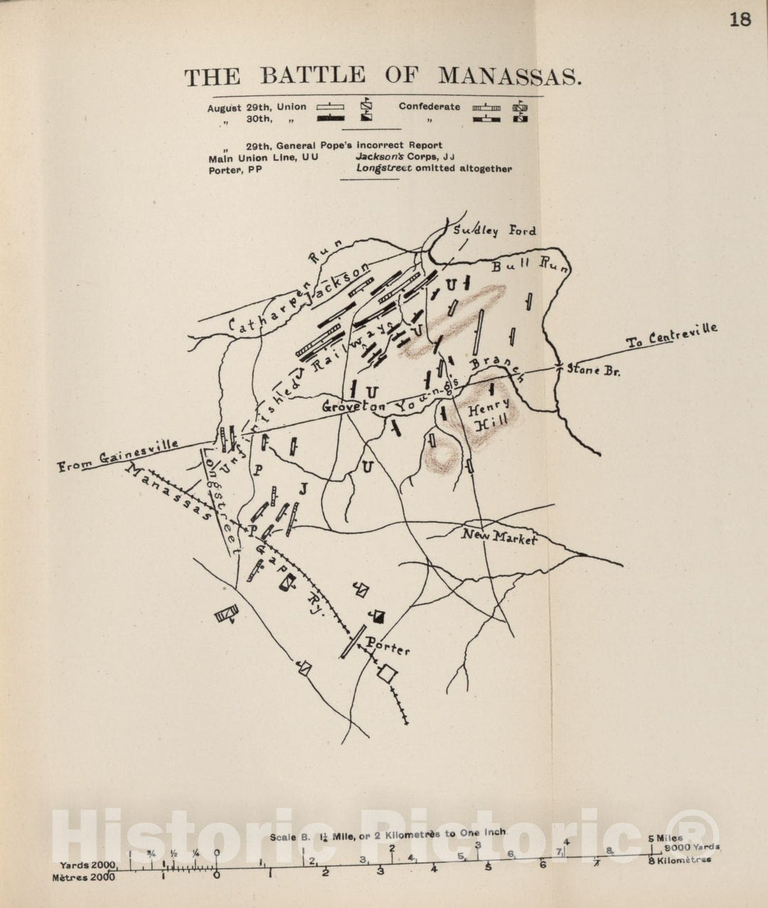 Historic 1910 Map - The American Civil War-maps. - Battle of Manassas 2
