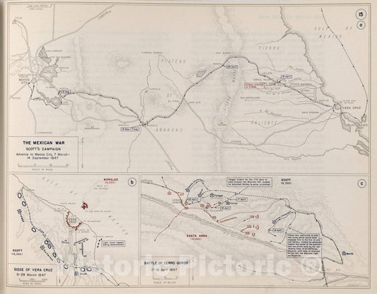 Historic 1959 Map - The West Point Atlas of American Wars - Mexican War, 1846-1847