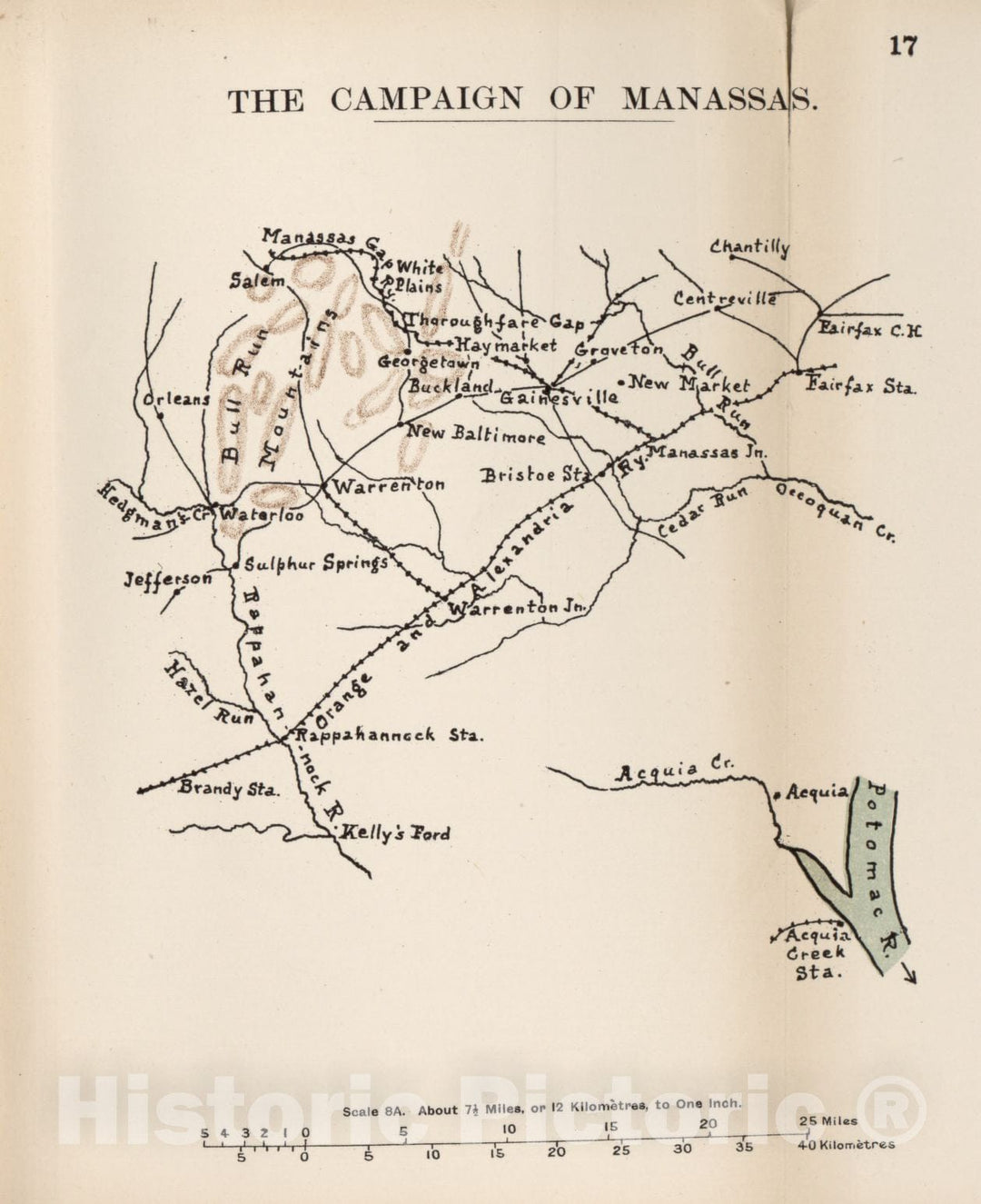 Historic 1910 Map - The American Civil War-maps. - Campaign of Manassas 2