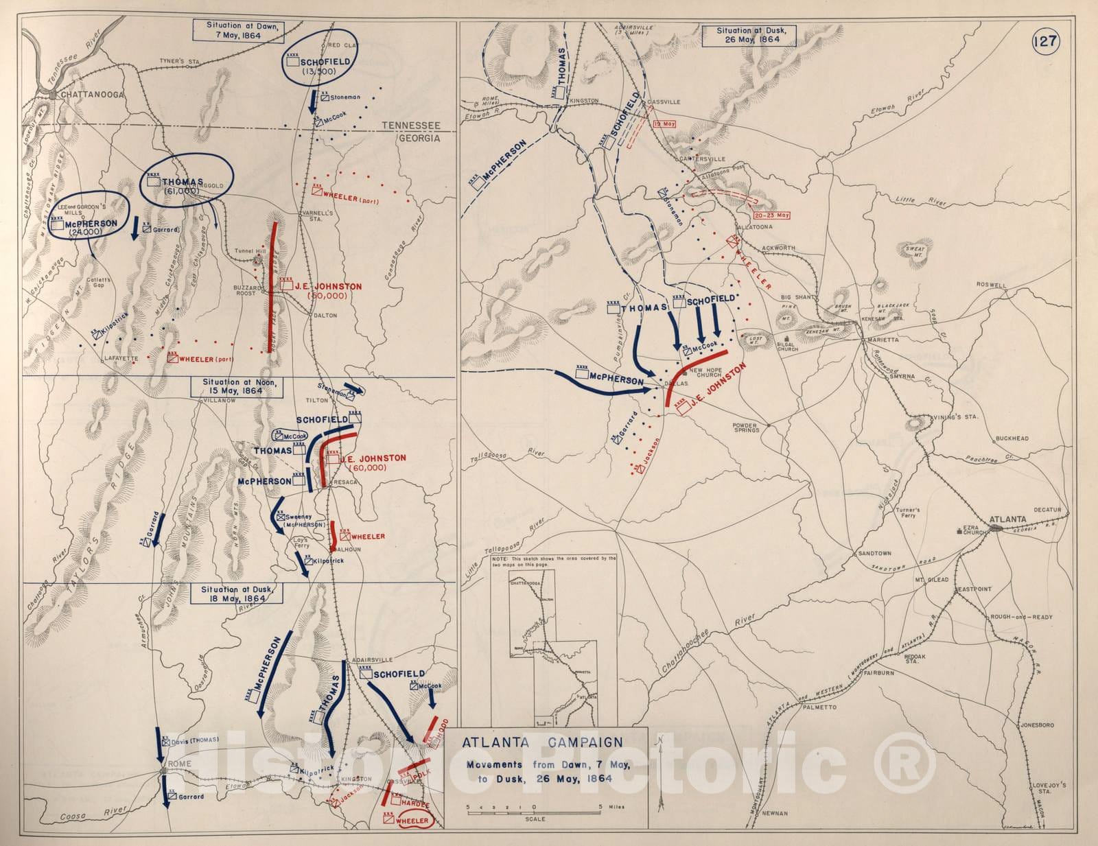 Historic 1941 Map - Civil War Atlas to accompany Steele's American campaigns. - Gettysburg Campaign 5
