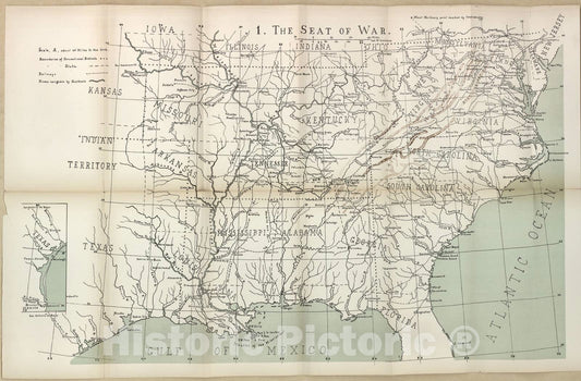 Historic 1910 Map - The American Civil War-maps. - Seat of war 1